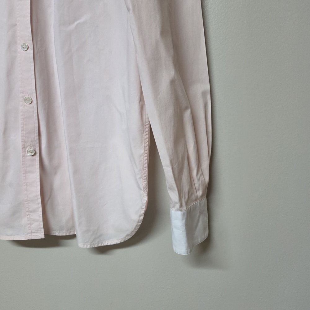 Goop G. Label Essential Button Down Shirt Women 8 Pink White Collar Cotton Italy - Picture 4 of 11